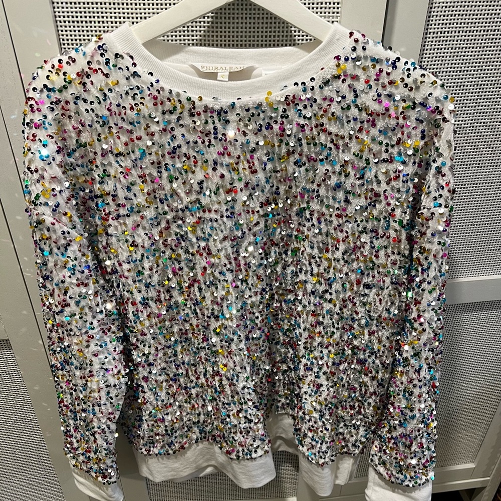 Shiraleah’s sequins sweatshirt - white multi, size medium